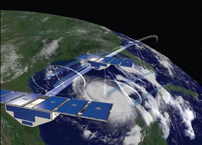Artist’s view of the NASA CYclone Global Navigation Satellite System CYGNSS constellation